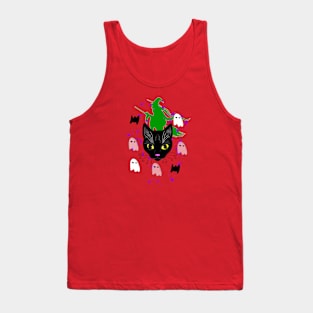 Black Cat, Ghost and witch Tank Top